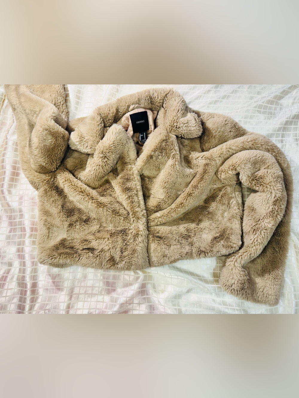 Forever 21 Faux Fur Teddy Jacket - Taupe Beige